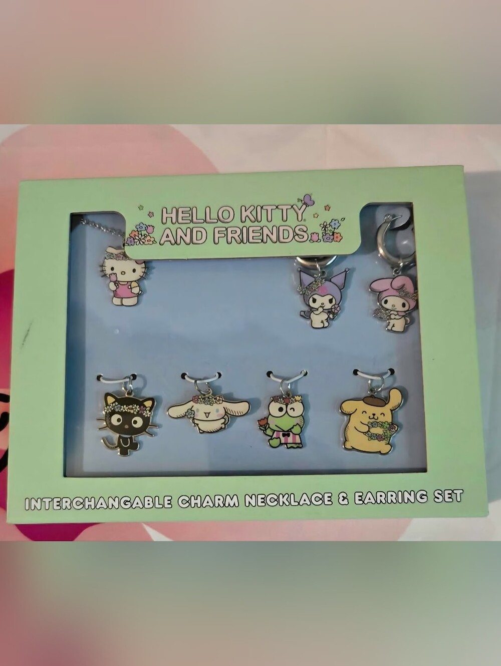 Hello Kitty and Friends Interchangable Charm Necklace & Earring Set
